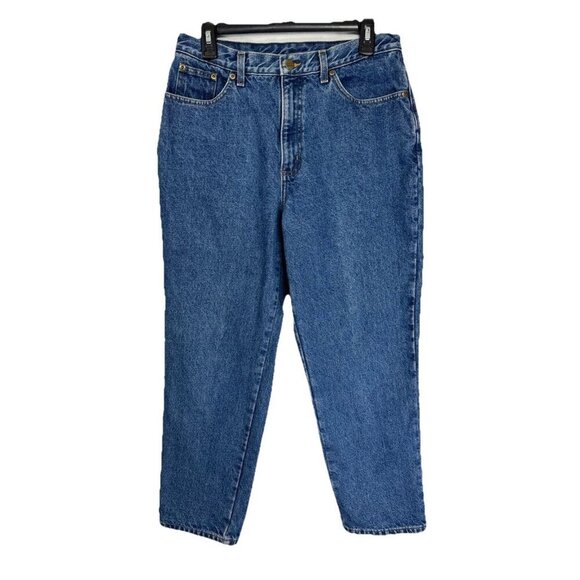 LL Bean Flannel Lined Double L Relaxed Fit Jeans Womens 12 Regular Blue Denim - Picture 1 of 8